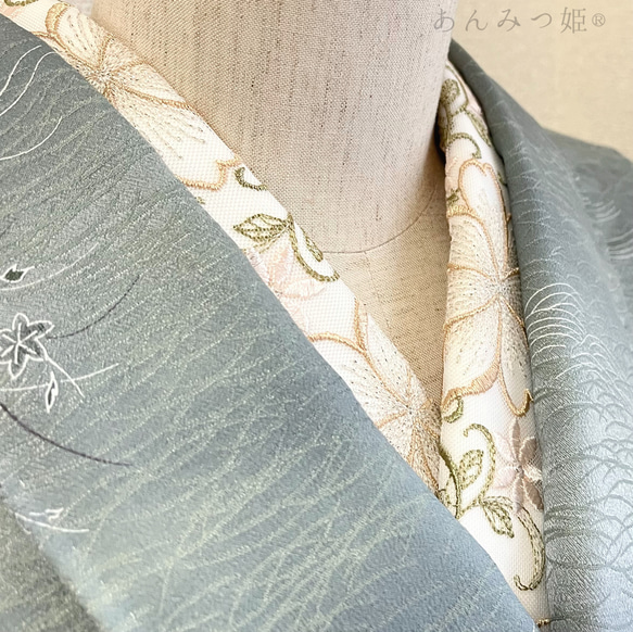 洗える刺繍半衿  金茶の花【ラスト】 2枚目の画像