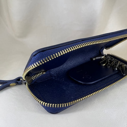「KENT的手工皮革」植鞣革大容量鑰匙套（11公分長鑰匙專用）-海軍藍色 第2張的照片