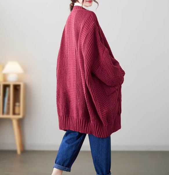 JOIN♥秋冬 厚手のセーター　ゆったりとした太毛糸のニット　カーディガンコート 4枚目の画像