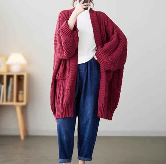 JOIN♥秋冬 厚手のセーター　ゆったりとした太毛糸のニット　カーディガンコート 6枚目の画像