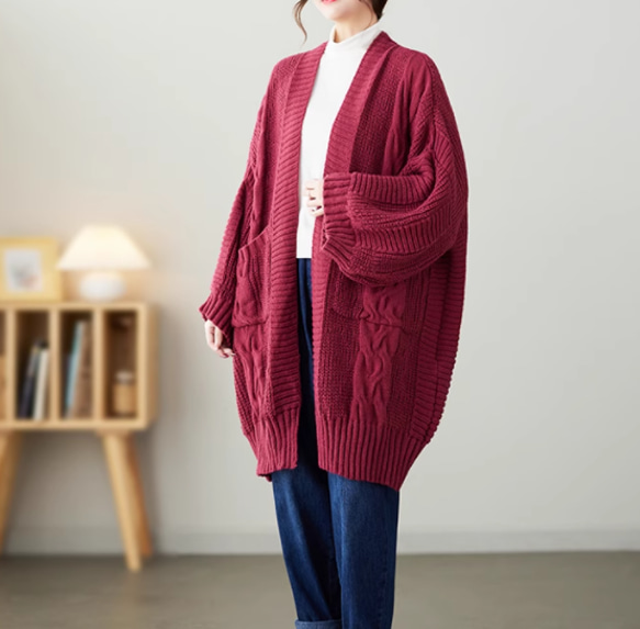 JOIN♥秋冬 厚手のセーター　ゆったりとした太毛糸のニット　カーディガンコート 2枚目の画像