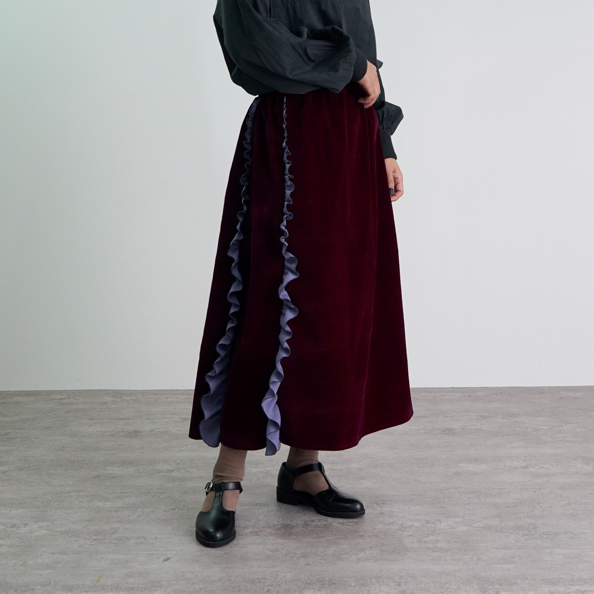 くらげスカート/ベロアボルドー/三河織物