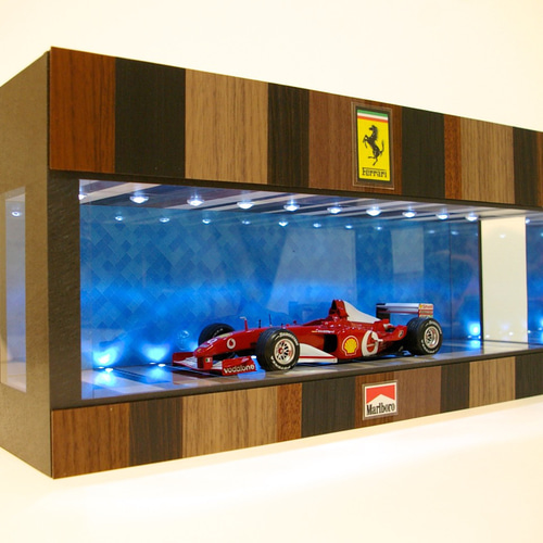 1/18〜1/64展示・タイル＆ウッド・ディスプレーBOX / 白色LED20