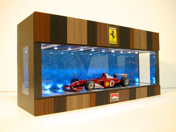 1/18〜1/64展示・タイル＆ウッド・ディスプレーBOX / 白色LED20灯・ネオジオラマ・トミカ、ホットウィール 1枚目の画像