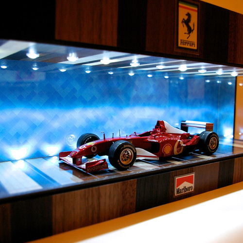 1/18〜1/64展示・タイル＆ウッド・ディスプレーBOX / 白色LED20
