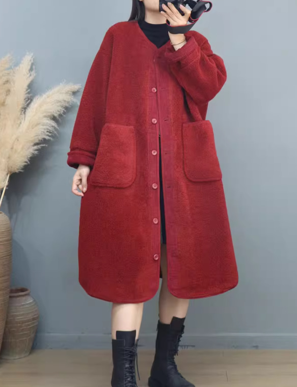 JOIN♥秋冬 レトロで高級感のあるコート ミドル丈のコート　ゆったり 2枚目の画像