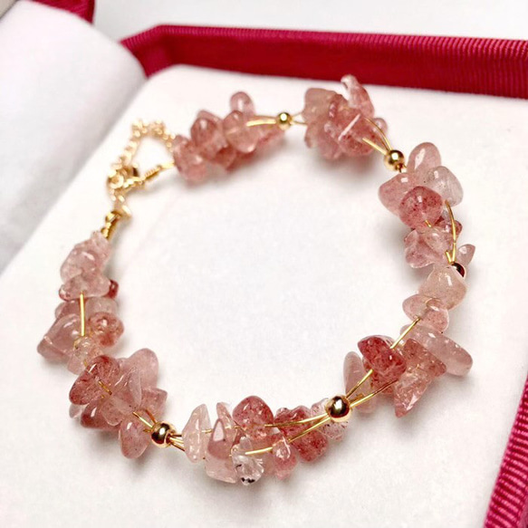 天然石★ブレスレット ストロベリークォーツ ♪ 327 1点物】超レアクラス限定入荷！☆希少石☆カザフスタン産