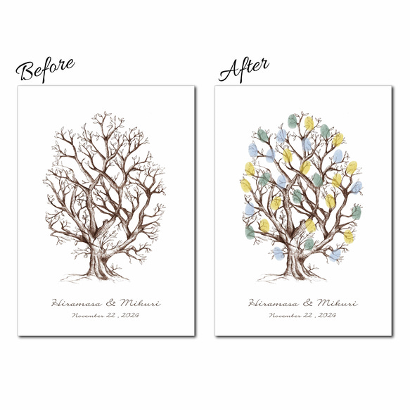 「カントリーツリー」ウェディングツリー　結婚証明書　ウェルカムスタンプボード　説明書付き　スタンプ同時購入可 6枚目の画像