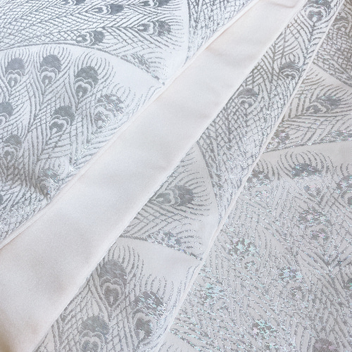 孔雀 刺繍 半幅帯