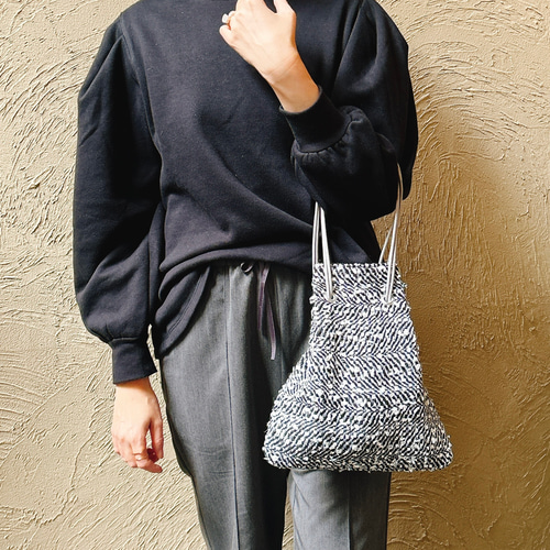 一点もの】リントン社シャネルツイードの巾着バッグ 巾着バッグ