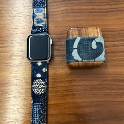アップルウォッチバンド Apple Watch バンド オリジナルデザイン 手縫い製作 青 高級天然素材 本革 2枚目の画像