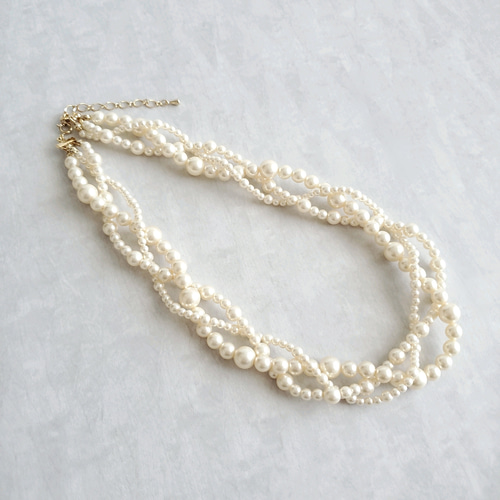 白真珠 ホワイトパール 三連ネックレス 14Kダイヤ サファイア 真珠ネックレス | サファイア | ギフトラッピング可