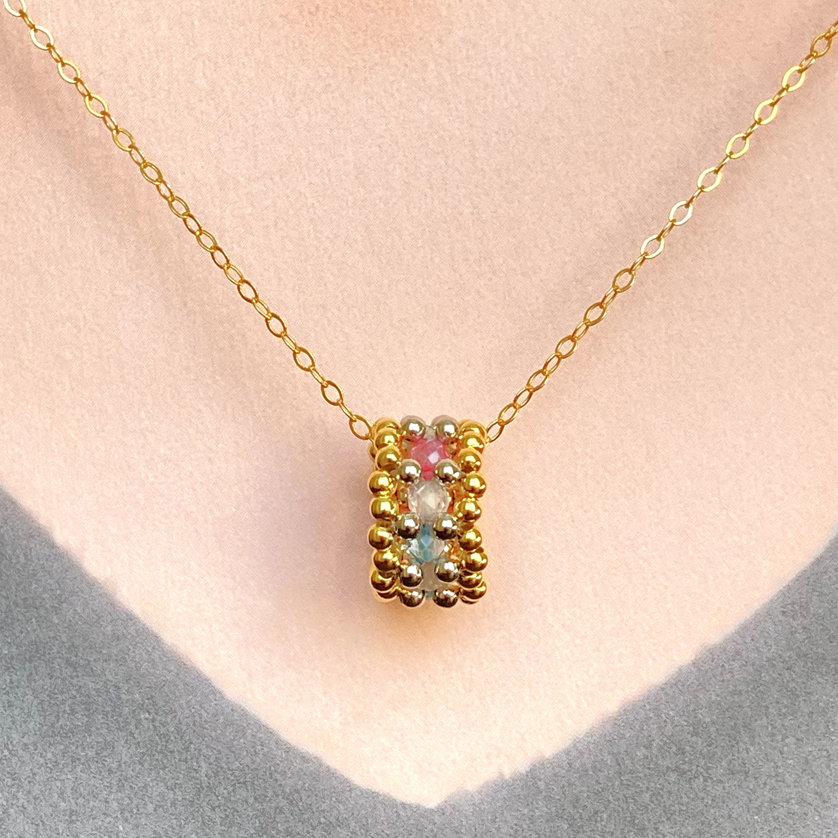 Silver925　14kgf　カラートパーズ　キュービックジルコニア　ペンダント　ネックレス　天然石