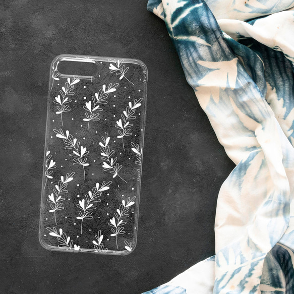 『リーフ＆ドット』iPhone/android スマホケース クリア 北欧 自然 Xperia Galaxy AQUOS 1枚目の画像