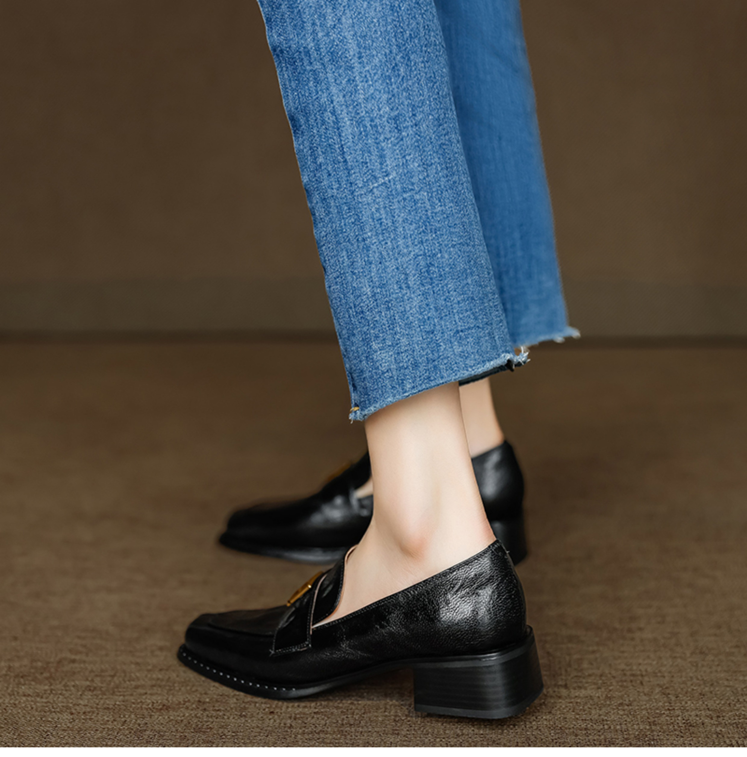 ローファー ヒール スクエアトゥ 大人 シューズ パンプス 通学 通勤 シンプル かっこいい スーツ オフィス 年末年始