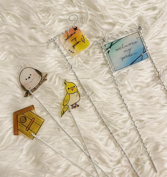 100%正規品 プラ板×ワイヤーアート♡︎ガーデンピック ③ その他インテリア フラワー・リース