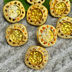 rM160【15mm 8pcs】閃亮琺瑯 vintage gold buttons 第2張的照片