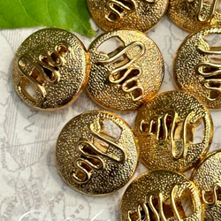 rM156【21mm 6pcs】簍空的曲線 vintage gold buttons 第1張的照片