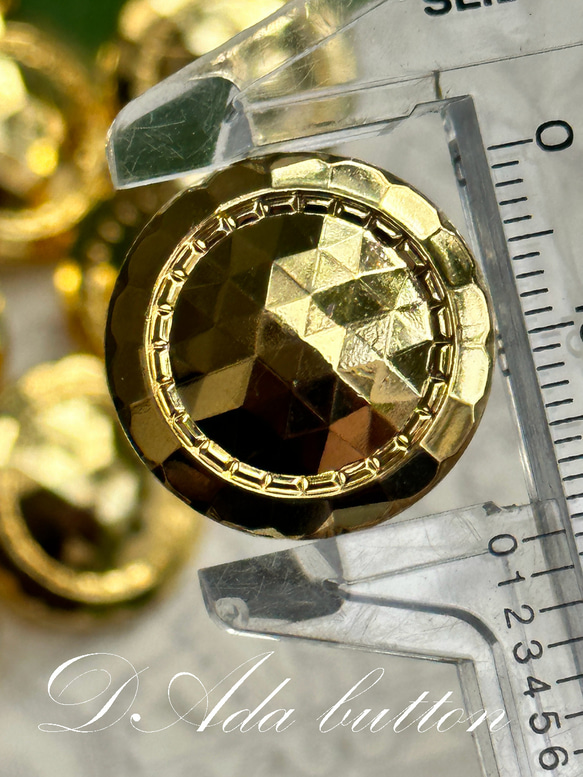 rM155【21mm 6pcs】閃亮金色多切面 vintage gold buttons 第4張的照片