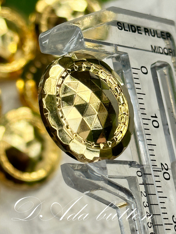 rM155【21mm 6個】シャイニーゴールド多面ヴィンテージ金ボタン 5枚目の画像