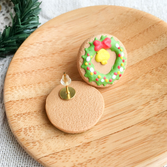 大糖霜薑餅--聖誕花圈 耳環 聖誕節 交換禮物 平貼 單支 第2張的照片