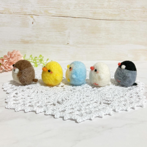 ♡ちびころことりーず♡羊毛フェルト オリジナル小鳥マスコット チャーム ストラップ キーホルダー 文鳥 ひよこ すずめ 15枚目の画像