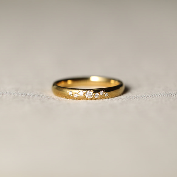 〈K18・プラチナ〉stardust リング 3mm幅　/結婚指輪　ペアリングにもおすすめ　メッセージ刻印〈VR102〉 6枚目の画像