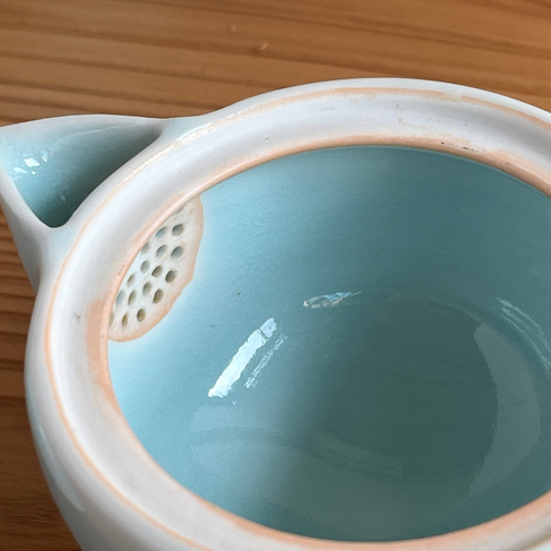 青磁白なみ宝瓶セット 宝瓶 湯冷まし 湯呑2客 京都作家物 ポット・急須