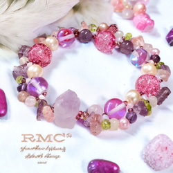 RMC*バロックアメジストとクラック水晶の魔女のお花畑 天然石ブレスレット 1枚目の画像