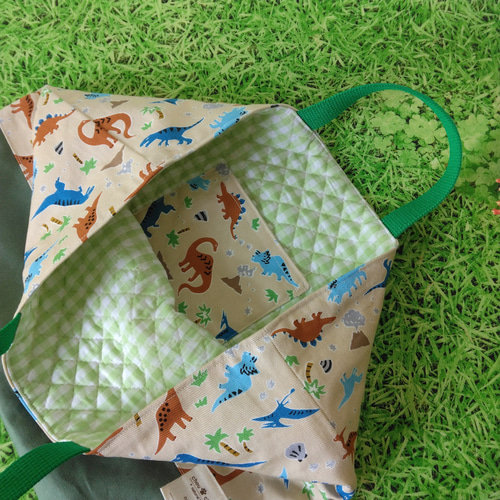 ほのぼの恐竜のレッスンバッグ 絵本バッグ 幼稚園バッグ 便利な