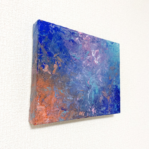原画 油絵 共存 色彩で表現するアート 抽象画 F0号 ブルー