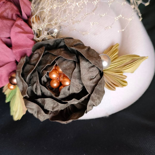 帽子タイプの髪飾り つまみ細工 成人式 七五三 卒業式 髪飾り トーク帽