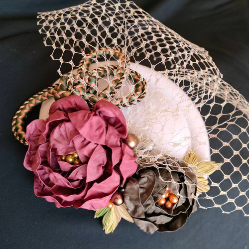 ❁︎mana様❁︎ 成人式 髪飾り トーク帽 りぼん×帯重ね ❁︎mana様❁︎ 成人式 髪飾り トーク帽 りぼん×帯重ね ❁︎やだ様