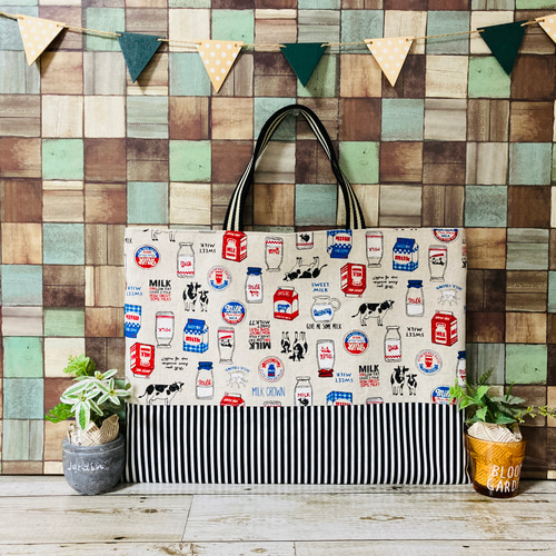 アメリカン ☆ハンバーガー  レッスンバッグ ハンドメイド 入園グッズ アメリカン ☆ハンバーガー レッスンバッグ ハンドメイド 入園