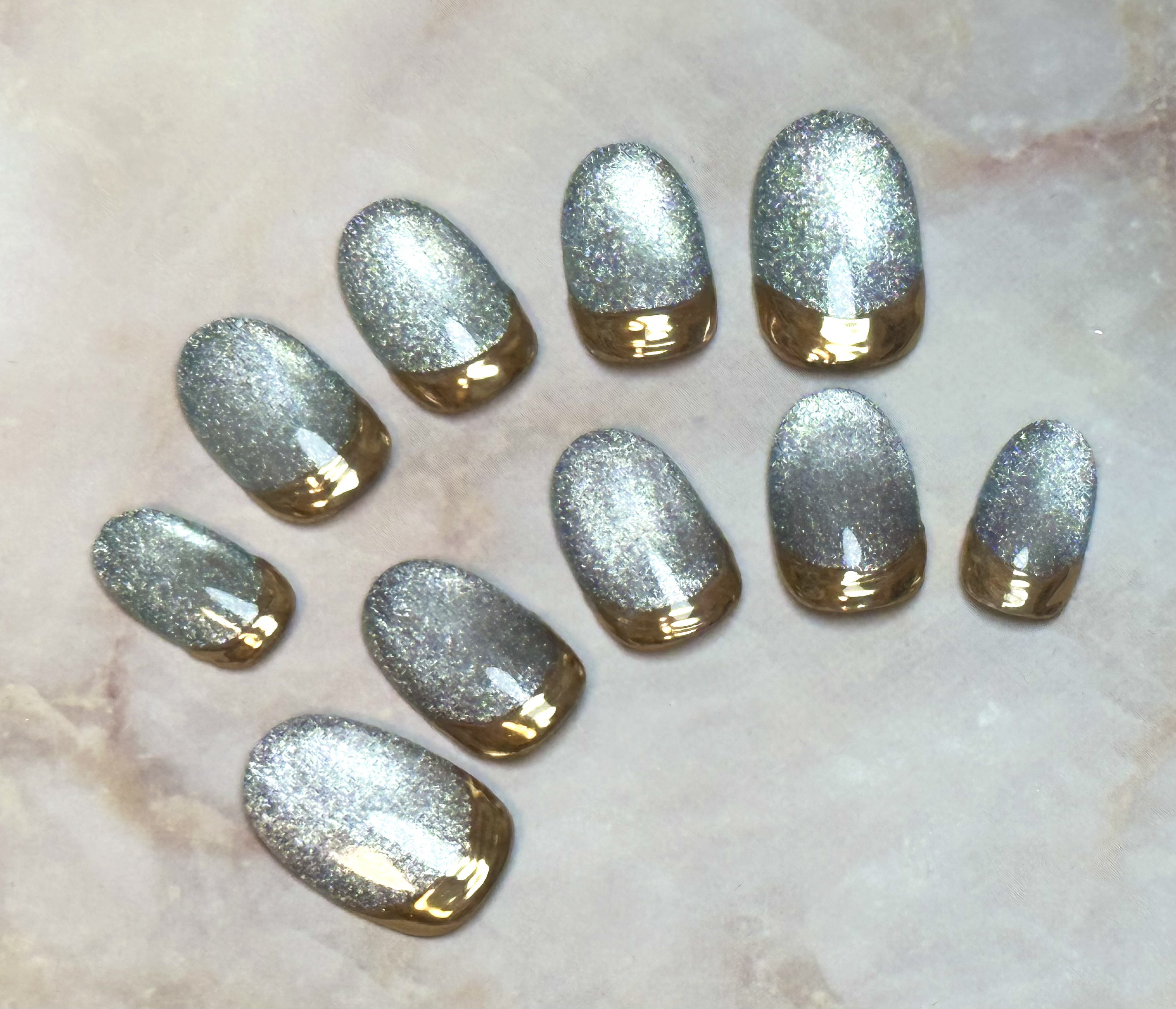 ネイルチップ＊うるうるマグネット根本ミラーフレンチ ネイルチップ