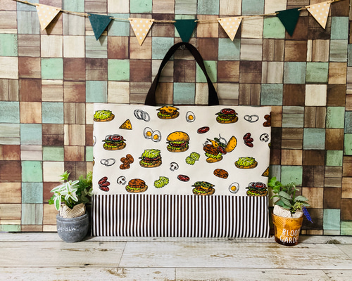 アメリカン ☆ハンバーガー レッスンバッグ ハンドメイド アメリカン ☆ハンバーガー レッスンバッグ ハンドメイド