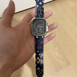 アップルウォッチバンド Apple Watch バンド オリジナルデザイン 手縫い製作 青 高級天然素材 本革 8枚目の画像