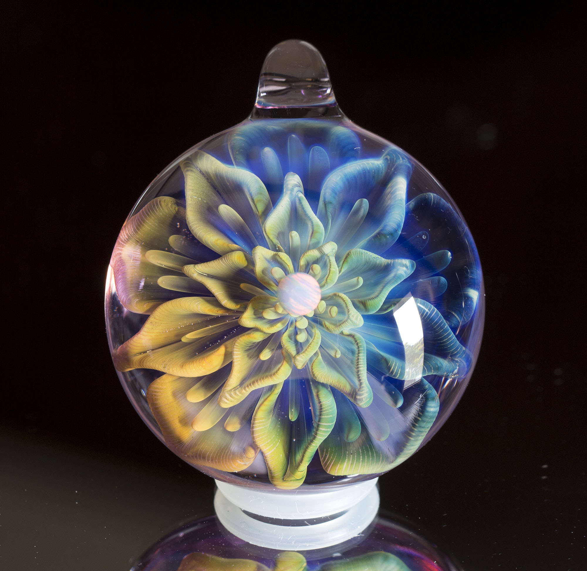 月の花 ボロシリケイトガラスペンダント mf206 ネックレス