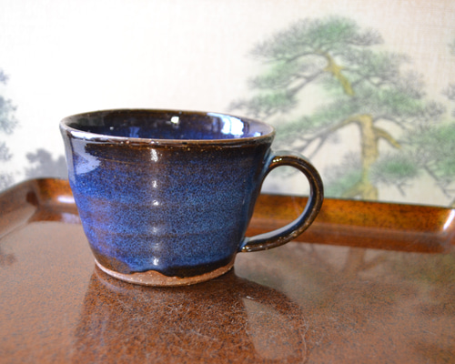 再入荷！】コーヒーマグ(コスモブルー）サターン スープカップ ☆萩焼