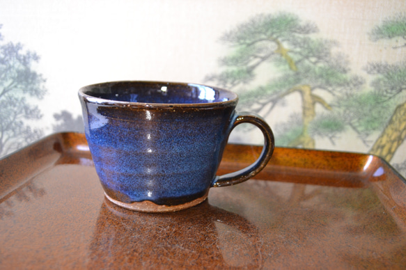 再入荷！】コーヒーマグ(コスモブルー）サターン スープカップ ☆萩焼