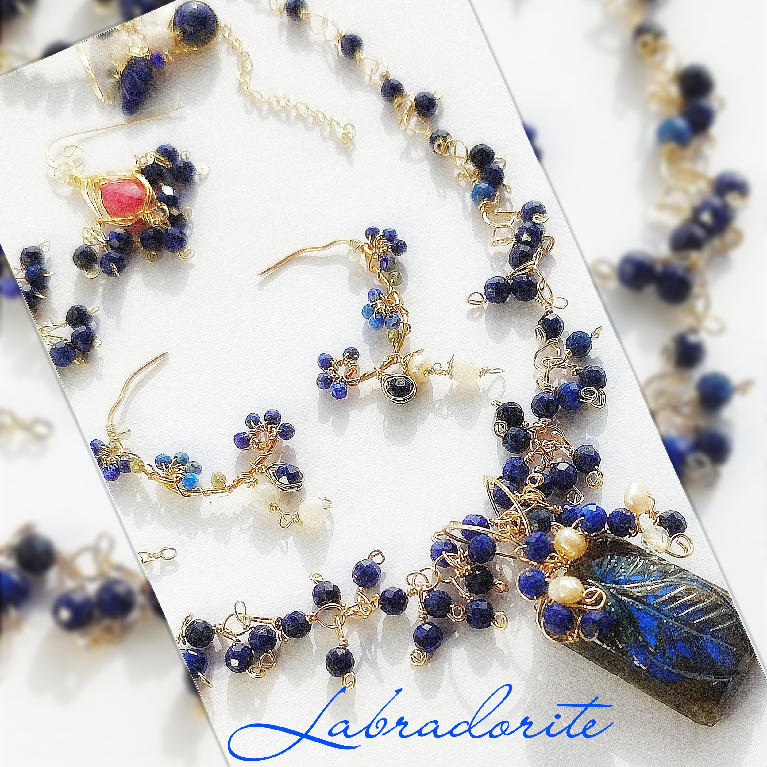 14kgf  最高品質ラブラドライトラピスラズリ ネックレス　誕生石　贈り物　お出かけ　パーティー 9,939円