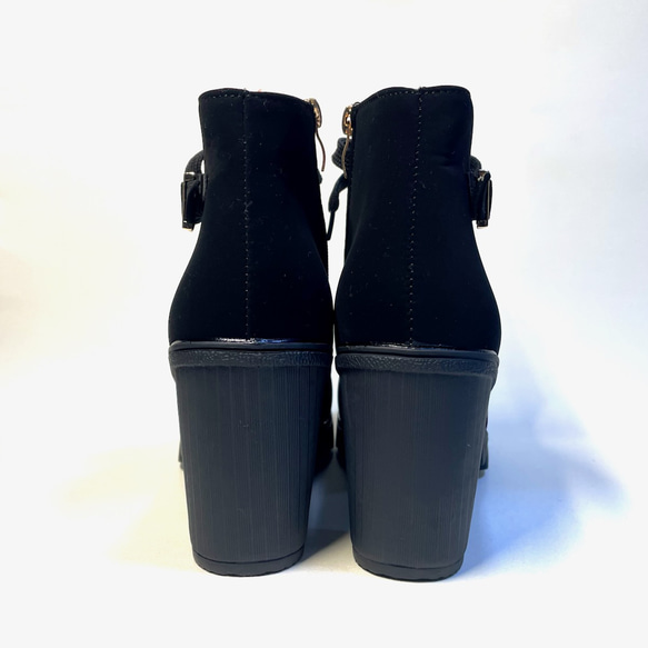 美腿雙色側拉鍊靴（黑色x黑色亮片等）22.5cm~25.0cm 第4張的照片