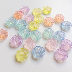 【50個/混色/14x5mm】縦穴 立体バラ　両面薔薇模様　ビーズ　ハンドメイドパーツ　k/フラワー 3枚目の画像