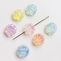 【50個/混色/14x5mm】縦穴 立体バラ　両面薔薇模様　ビーズ　ハンドメイドパーツ　k/フラワー 5枚目の画像