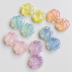 【50個/混色/14x5mm】縦穴 立体バラ　両面薔薇模様　ビーズ　ハンドメイドパーツ　k/フラワー 1枚目の画像