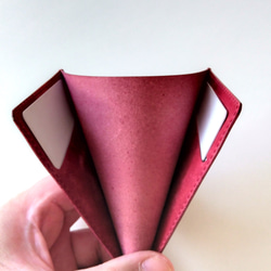 極薄革の二つ折りカードケース　ダークグリーン　マヤベリーversion ４枚収納 4枚目の画像