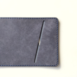 極薄革の両面カードケース　ブルー　マヤベリーversion　両面２枚収納 2枚目の画像