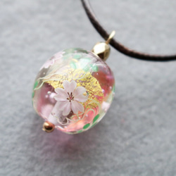 とんぼ玉ガラスペンダント桜(ピンク） 1枚目の画像
