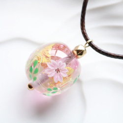 とんぼ玉ガラスペンダント桜(ピンク） 3枚目の画像