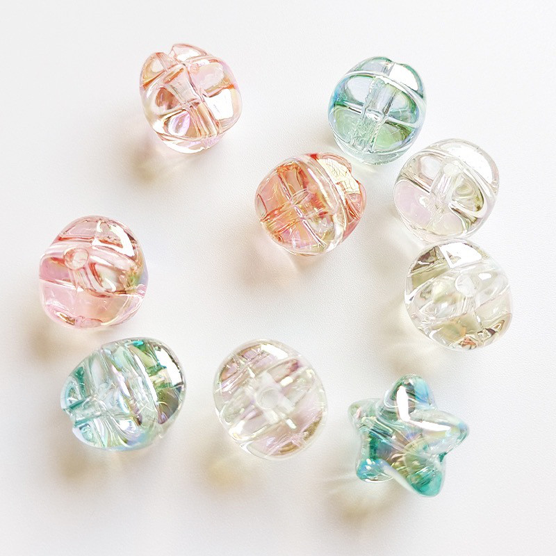4個/16x15mm】縦穴 ぷっくり 星型 ビーズ ハンドメイドパーツ k/星